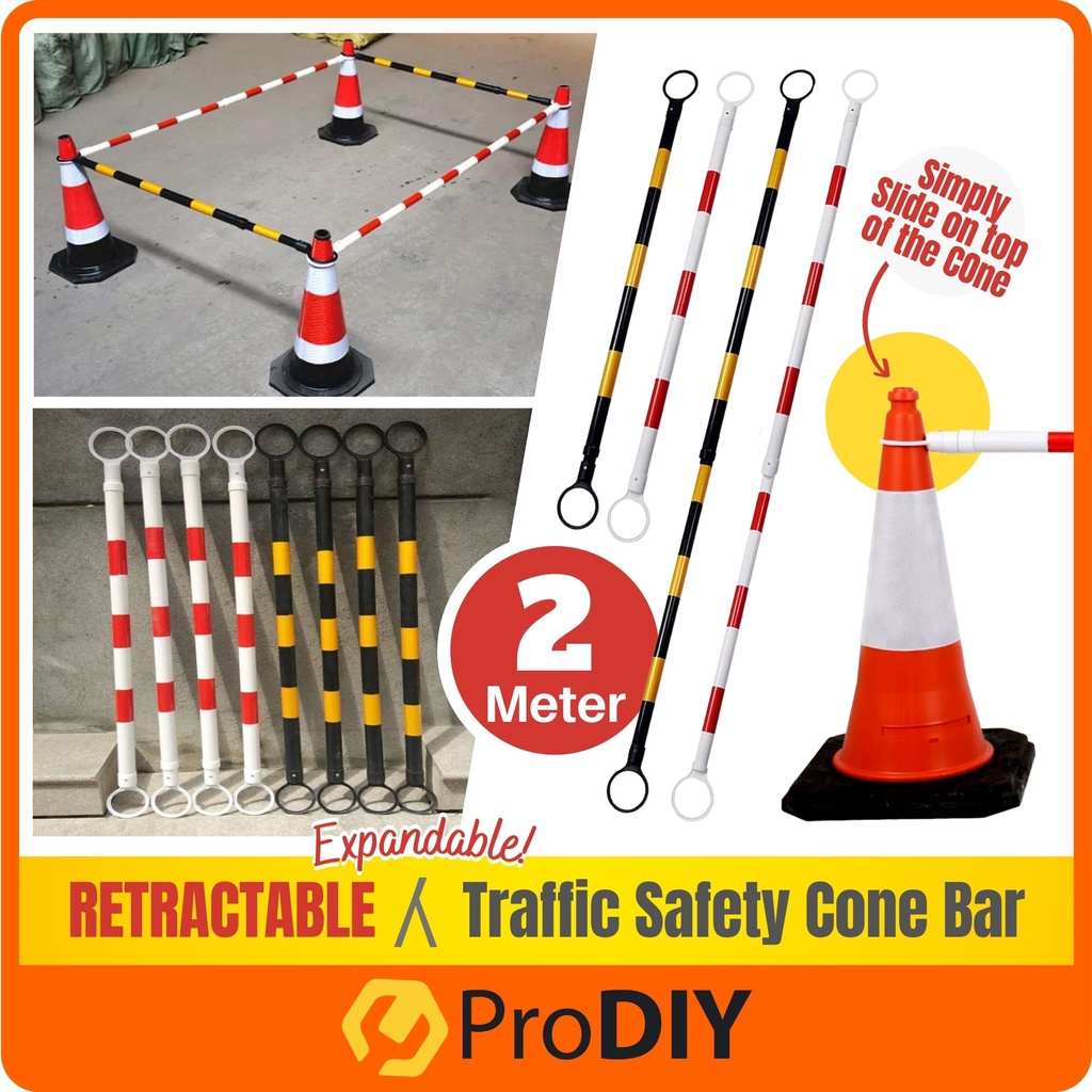 2 Meter Expandable Retractable Cone Bar Pole Traffic Safety Barrier