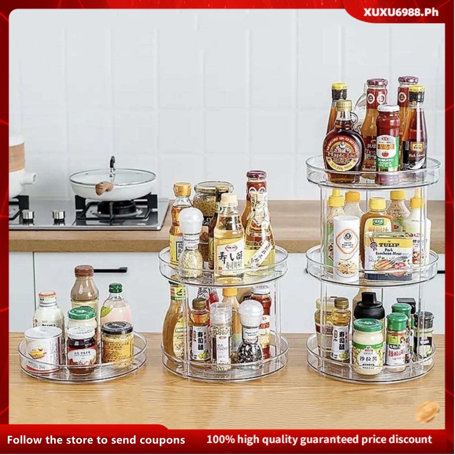 Acrylic Lazy Susan 360 Clear Rotating Spice Seasoning Bottle Storage ...