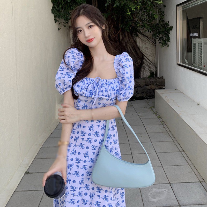 Superhappybuy Sexy Off Shoulder Puff Sleeve Split Temperament Long ...