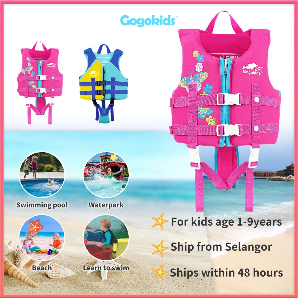 Gogokids Pink Life Jacket Kids Swim Vest Pool Float with Adjustable
