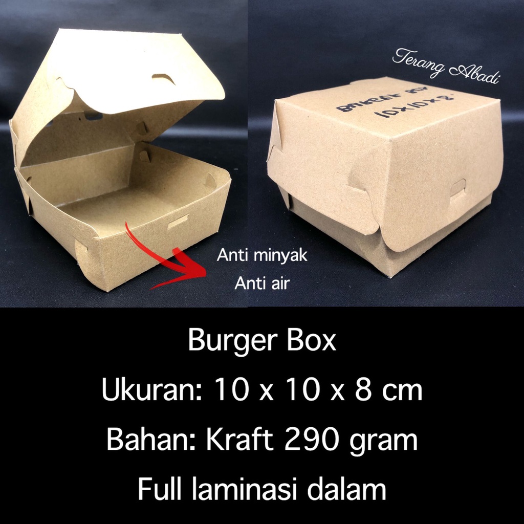 Anti Oil Burger box 10x10x8 Laminate/ korean cake box/ kraft Donut ...