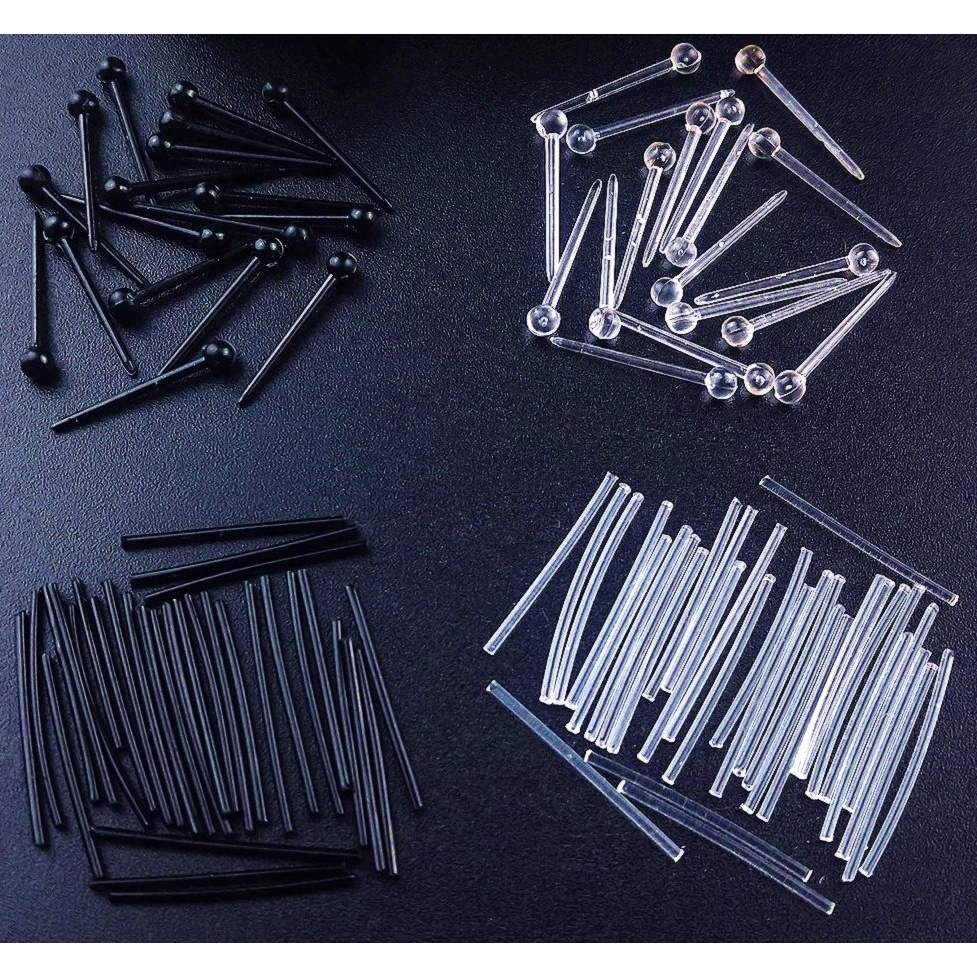 Anti Allergic Plastic Ear Sticks Ear Pin Transparent Clear Black Ear
