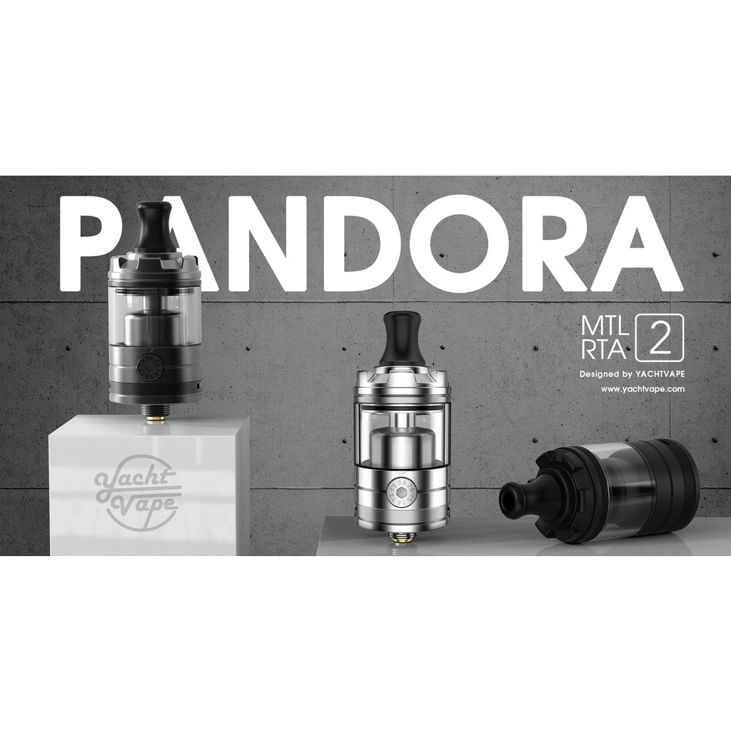 Authentic Yachtvape Pandora MTL RTA V2 Atomizer - Silver, 2.0ml, 0.8 / 1.0 / 1.2 / 1.4 / 1.6 / 2.0mm