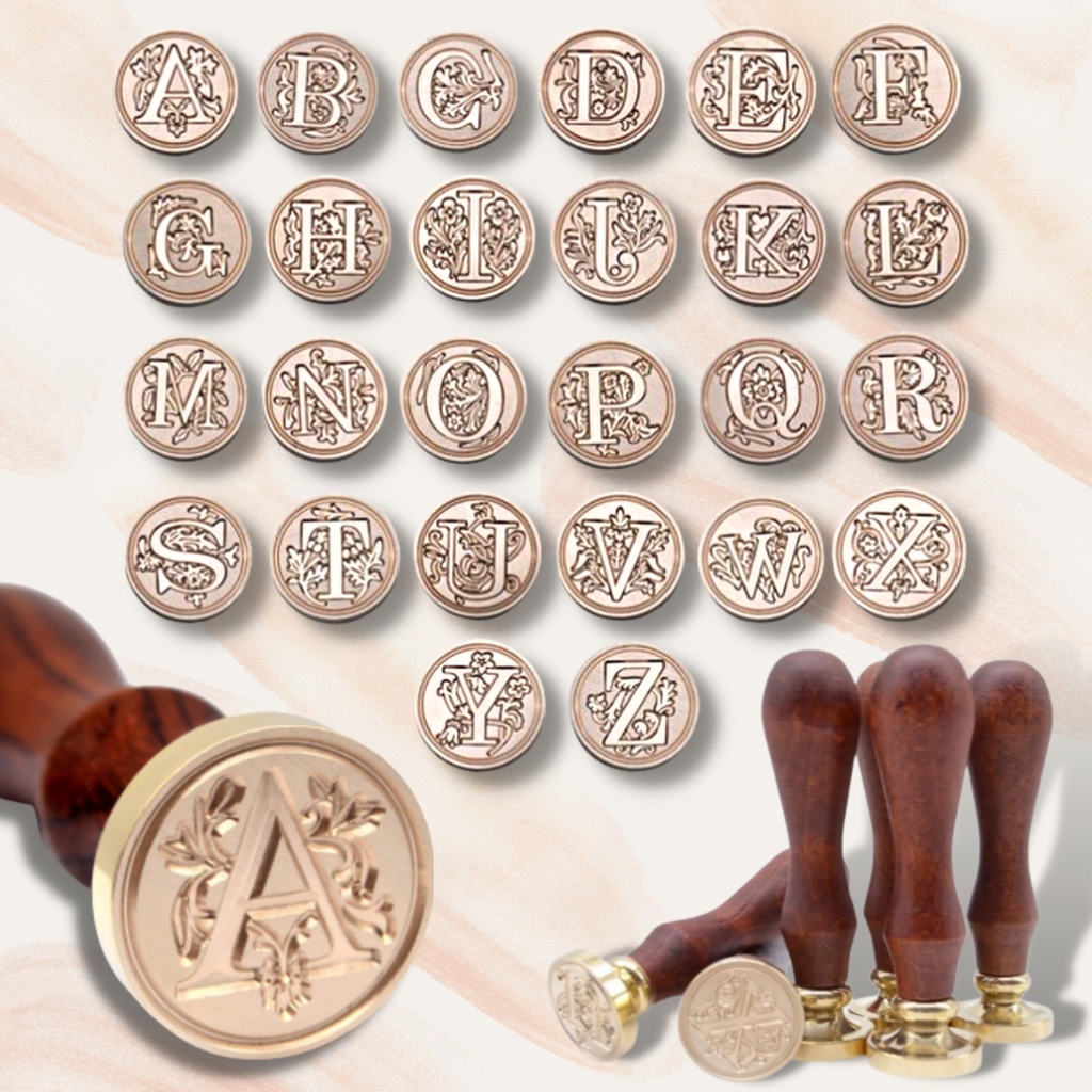 Letter L Wax Seal Stamp - Copper Alphabet Seal With Wooden Handle For Invitations