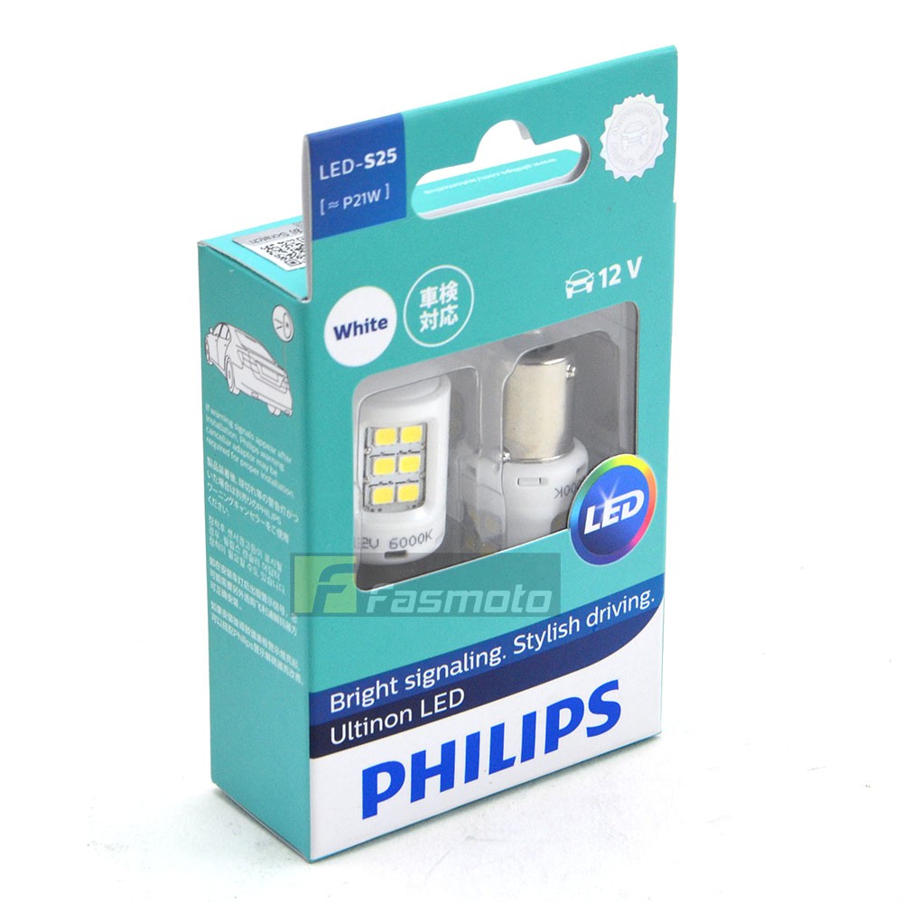 PHILIPS 11498ULWX2 S25 Ultinon LED White Bright Signalling 6000K 12V (1 ...