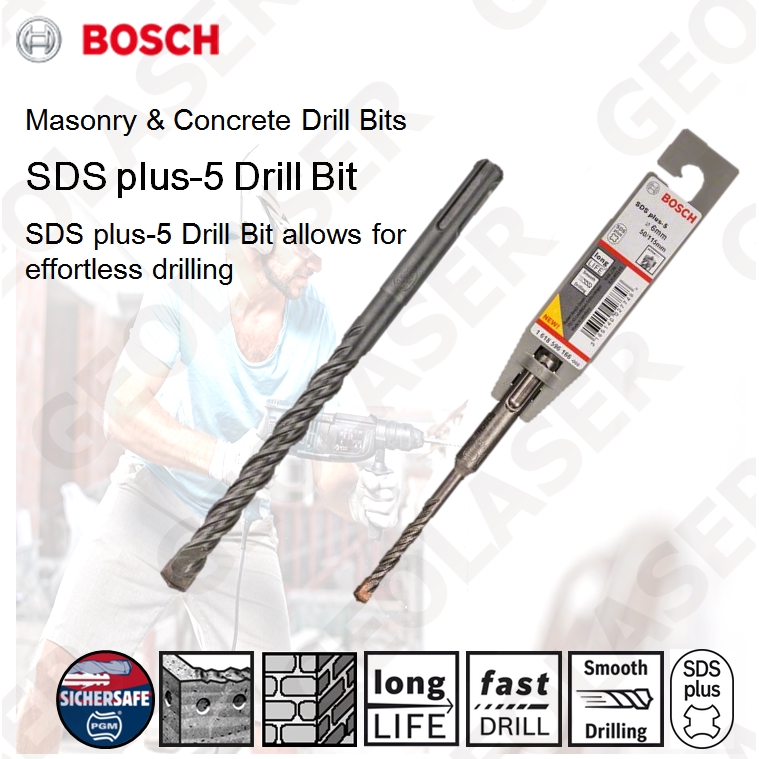 BOSCH PLUS-5 HEAVY DUTY SDS DRILL BIT FOR MASONRY / CONCRETE DRILLING ...