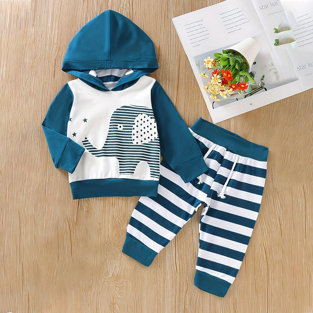 TQ Baby Boy Hooded Colorblock Elephant Stripe Suit | Shopee Malaysia