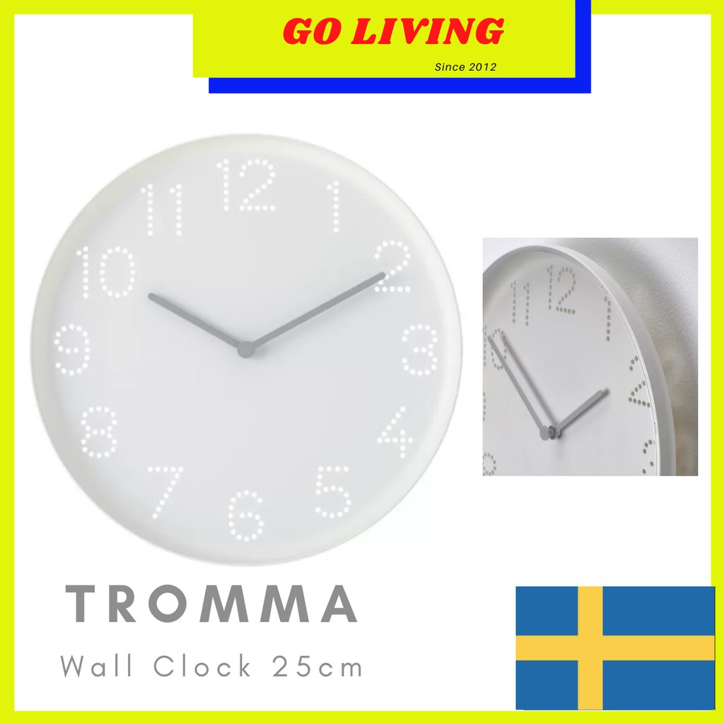 I-KEA (TROMMA) JAM DINDING Wall clock white 25cm | Shopee Malaysia