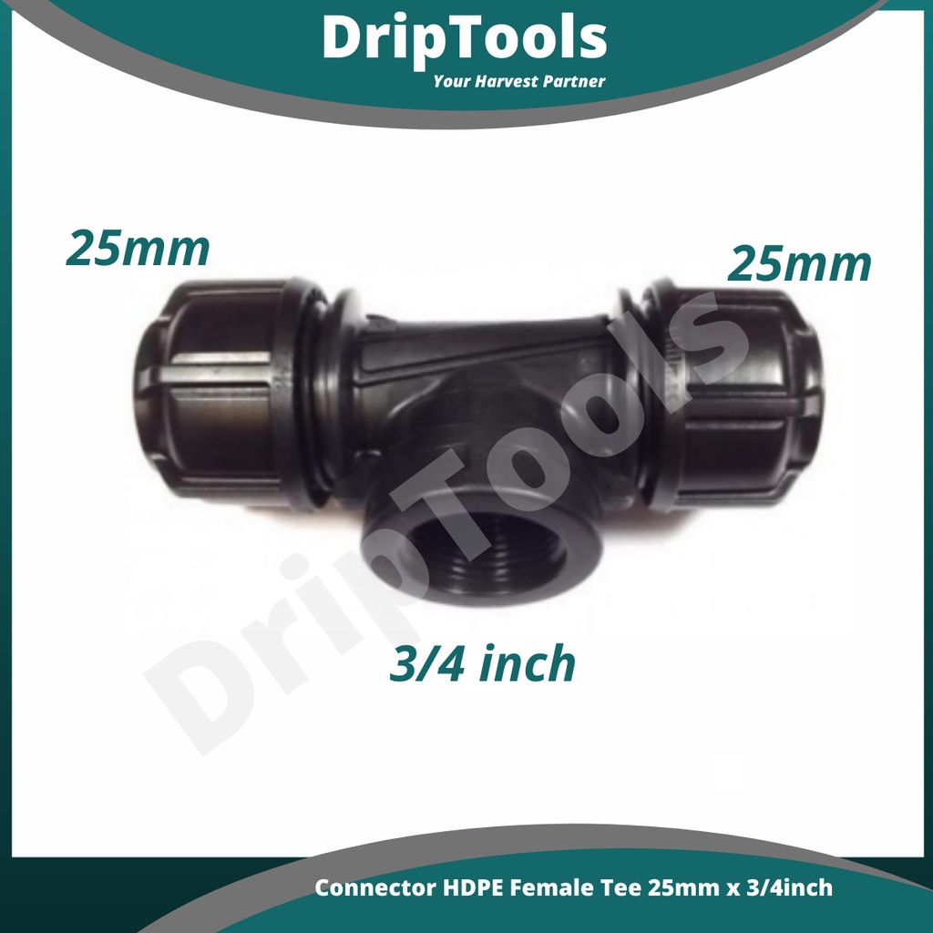 HDPE Poly Pipe Fitting Penyambung Polypipe Female Tee FTA Threaded ...