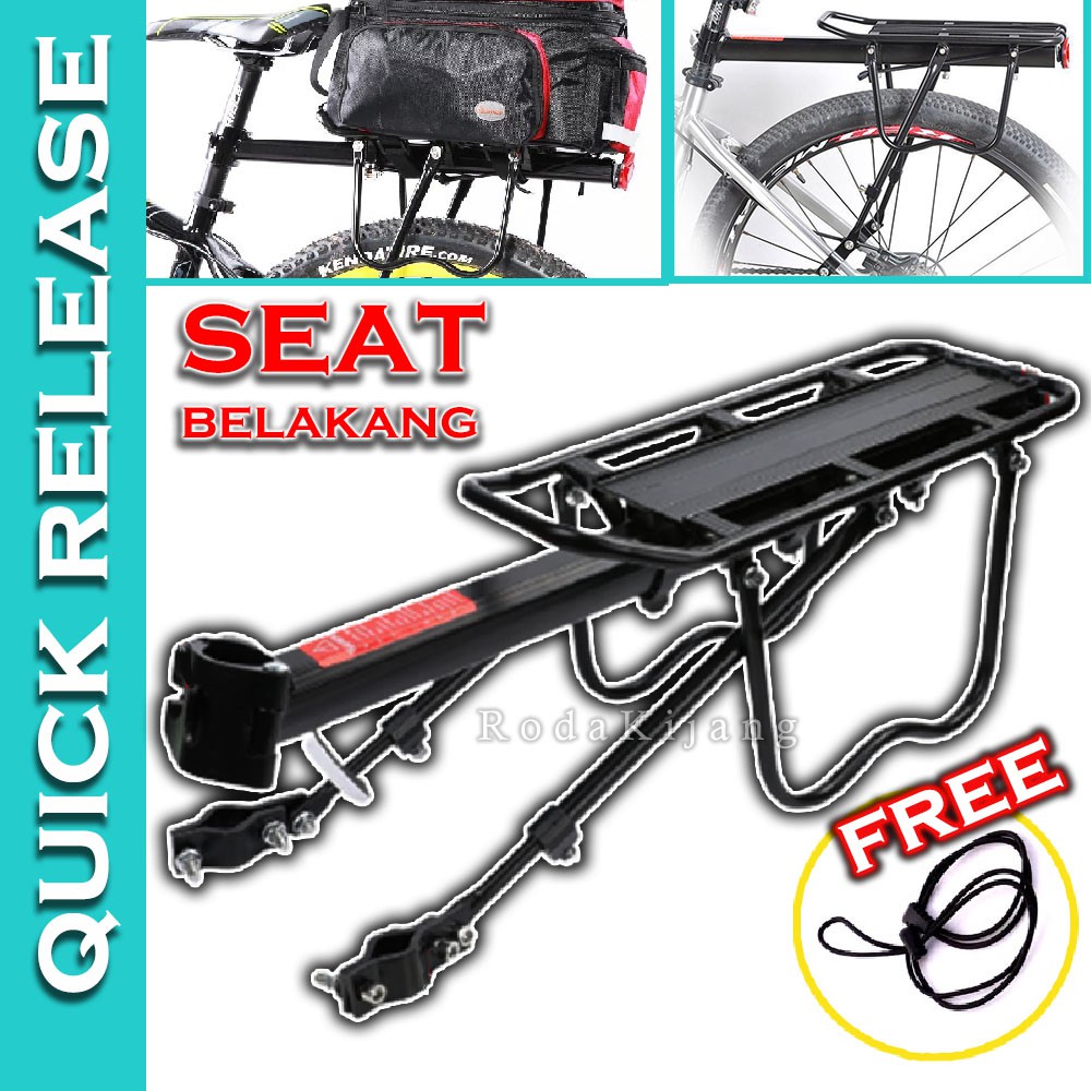 Black Rear Rack Adjustable Bicycle Seat Aluminum Carrier Tempat Duduk ...