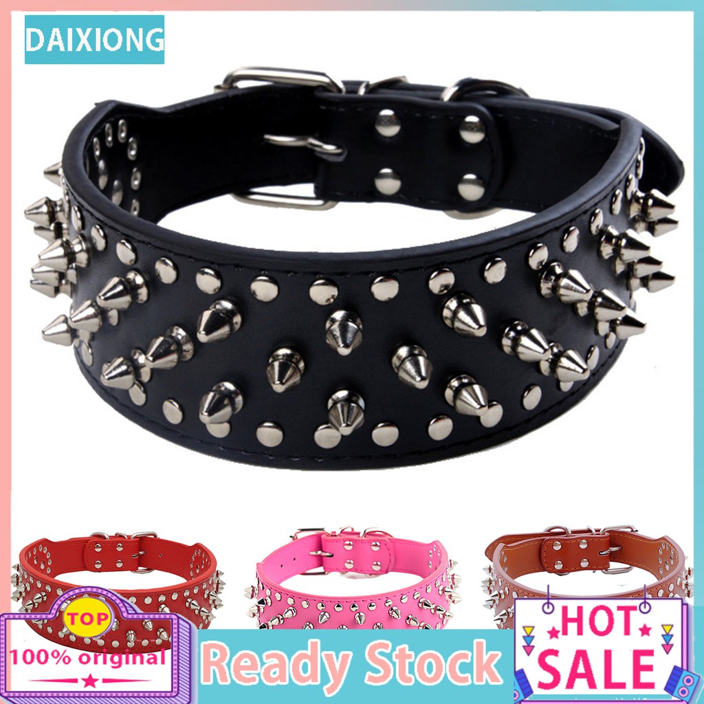 Large Dog Metal Rivets Collars Traction Leash Anti-breaking Neck Belt ...