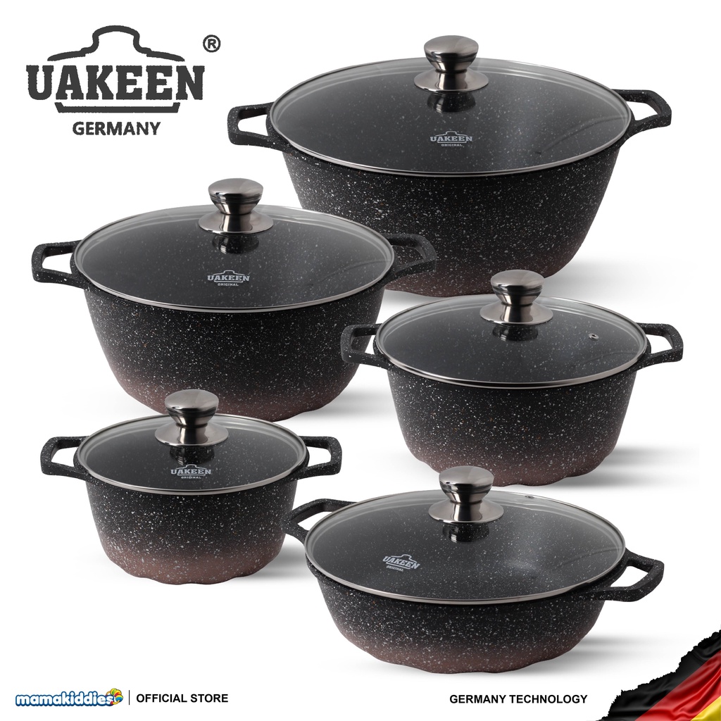 💖🔥Germany Uakeen 10 pcs DieCast Granite Cookware Set Cooking Nonstick