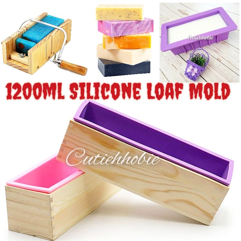 Soap Molds with Wooden Box, 1200ML Silicone Soap for Soap Making, Flexible  Rectangular Loaf Soap Silicone, DIY Tool for Soap Cake Making, Soap Cutter