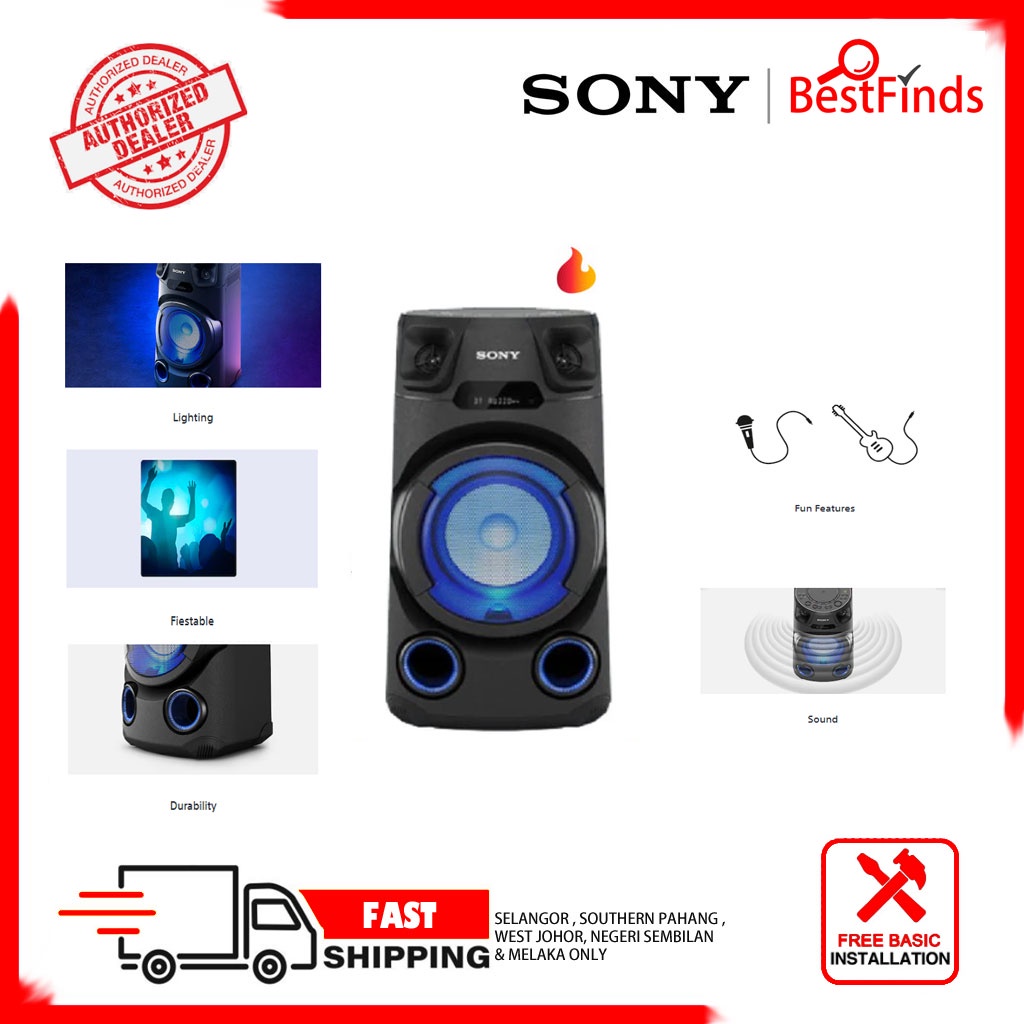 SONY High Power Audio System With BLUETOOTH® Technology MHC-V13 ...