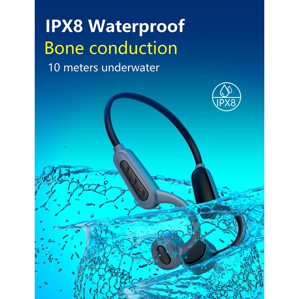 K8 IPX8 Waterproof Swimming Headphones Bone Conduction Bluetooth