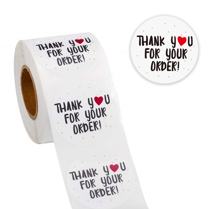 500pcs round thank you for your order sticker Heart Thanks for Shopping ...