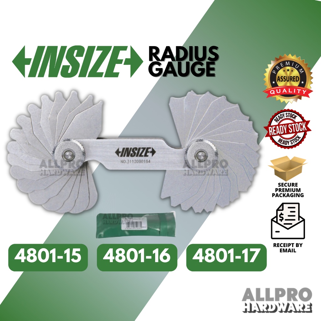 INSIZE Radius Gauge / Radius Gage Metric Engine Cylinder 480117 (17mm