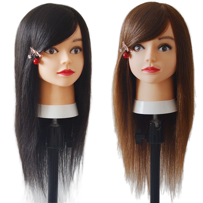 elAll Real Hair Mannequin Head Hairdressing Apprentice Practice Short