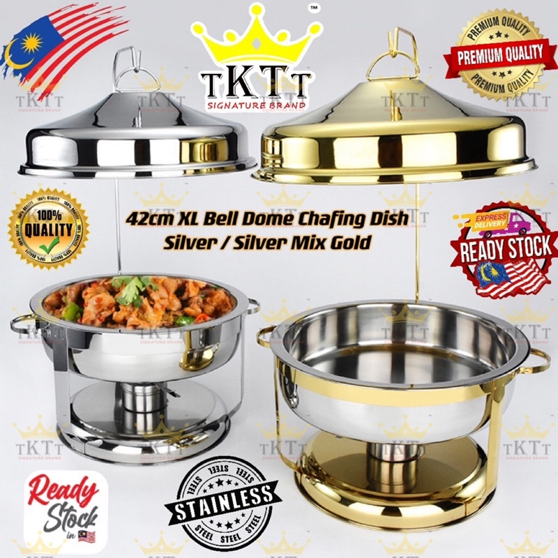 TKTT 42cm Hanging Bell Dome Chafing Dish Buffet Serving Golden Bell