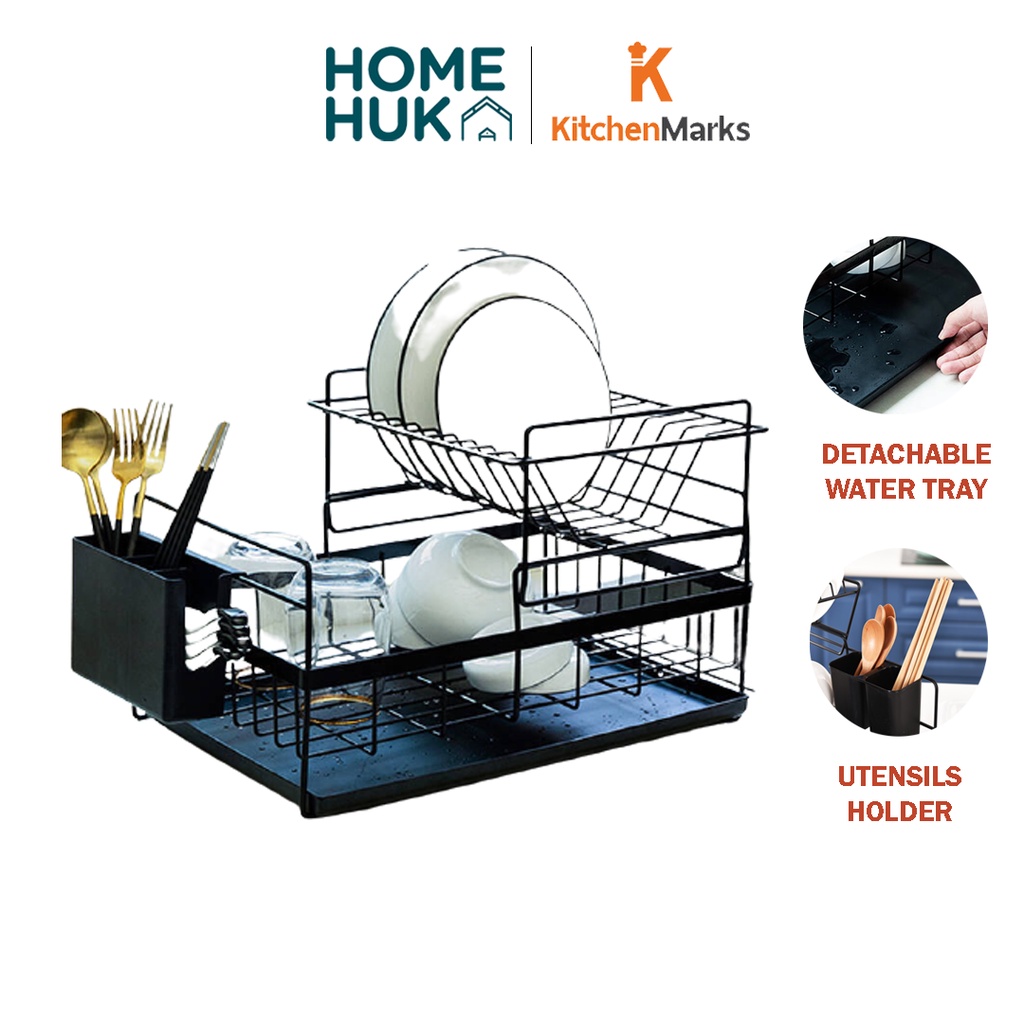 KitchenMarks 2 Tier Dish Double Layer Rack Dish Kitchen Rack Drainer ...