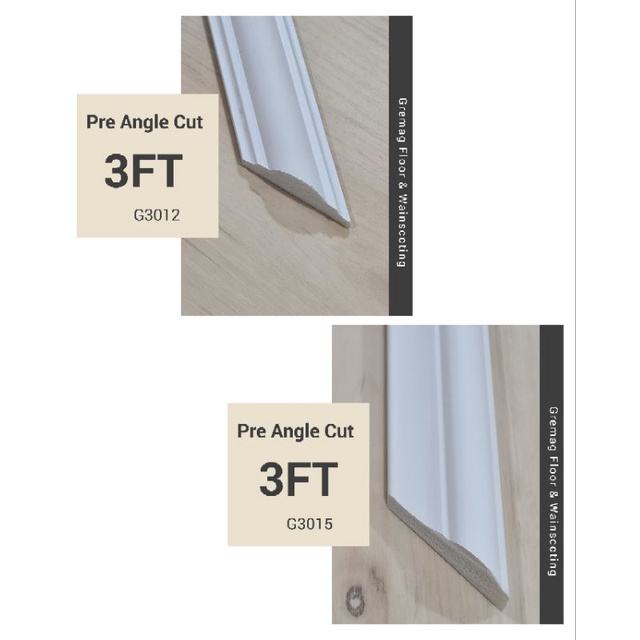 G3012/G3015/1ft to 4ft/SIAP POTONG/PRE ANGLE CUT/PVC Wainscoting/M3012