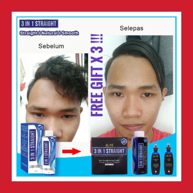 3 In 1 STRAIGHT Pelurus Rambut Hair Straightening Cream / Rebonding ...