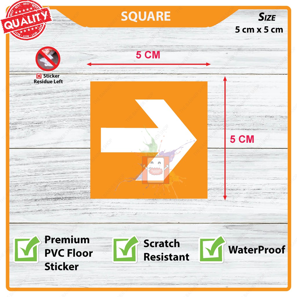 Waterproof Social Distancing Arrow Floor PVC Stickers Sharp Multi