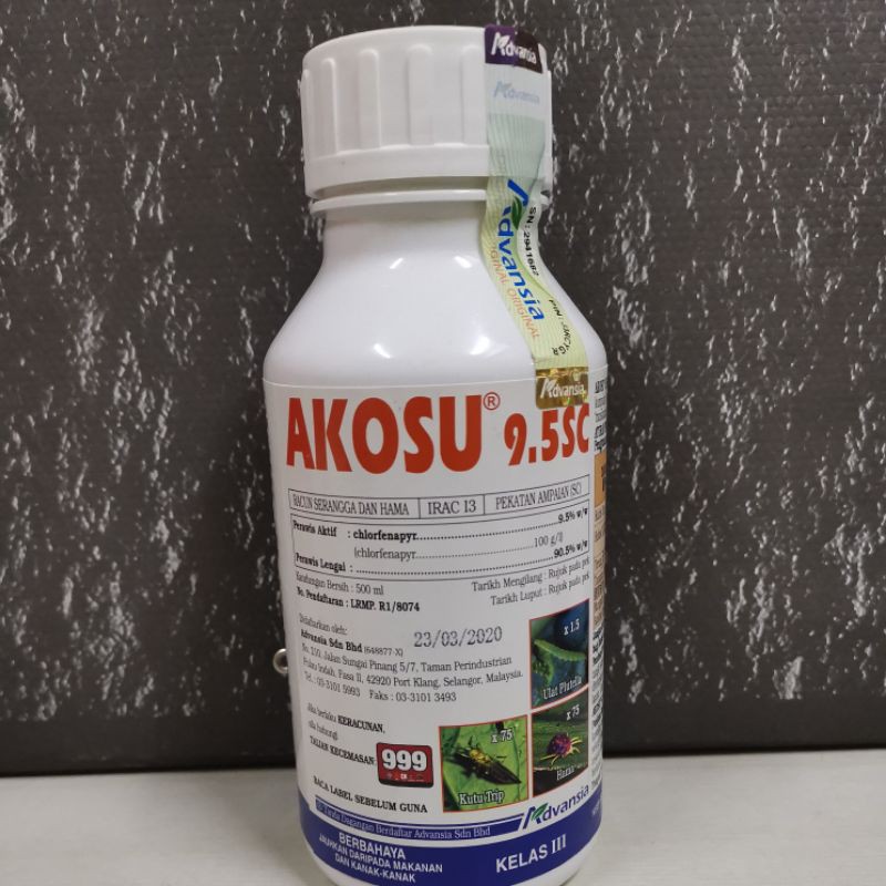 500ML Advansia Akosu 9.5Sc Chlorfenapyr untuk Kutu trip, Hamama, Ulat ...