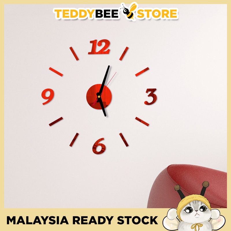 New Modern Wall Clock Living Room DIY 3D Home Decoration Mirror Art