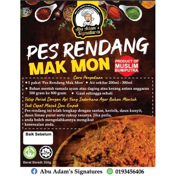 PES Rendang Mak Mon | Bahan Tersedia Santan dan Kerisik | 250gram ...