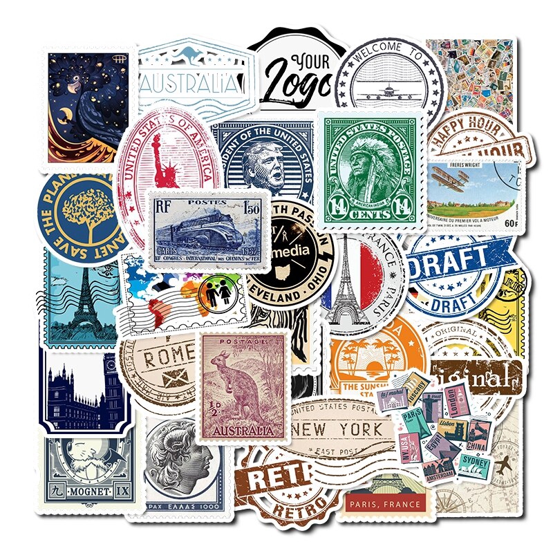 50pcs/lot Retro Traveling Boarding Pass Air Tickets Stamp Suitcase ...