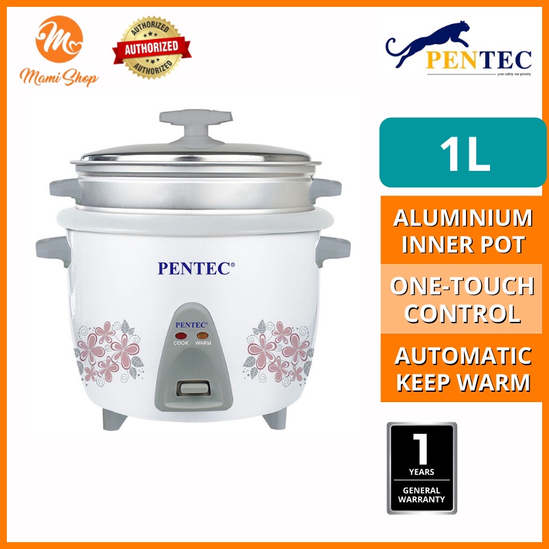 PENTEC Rice Cooker 1.0L TAC-220 With Steamer | Free Steamer | Periuk ...