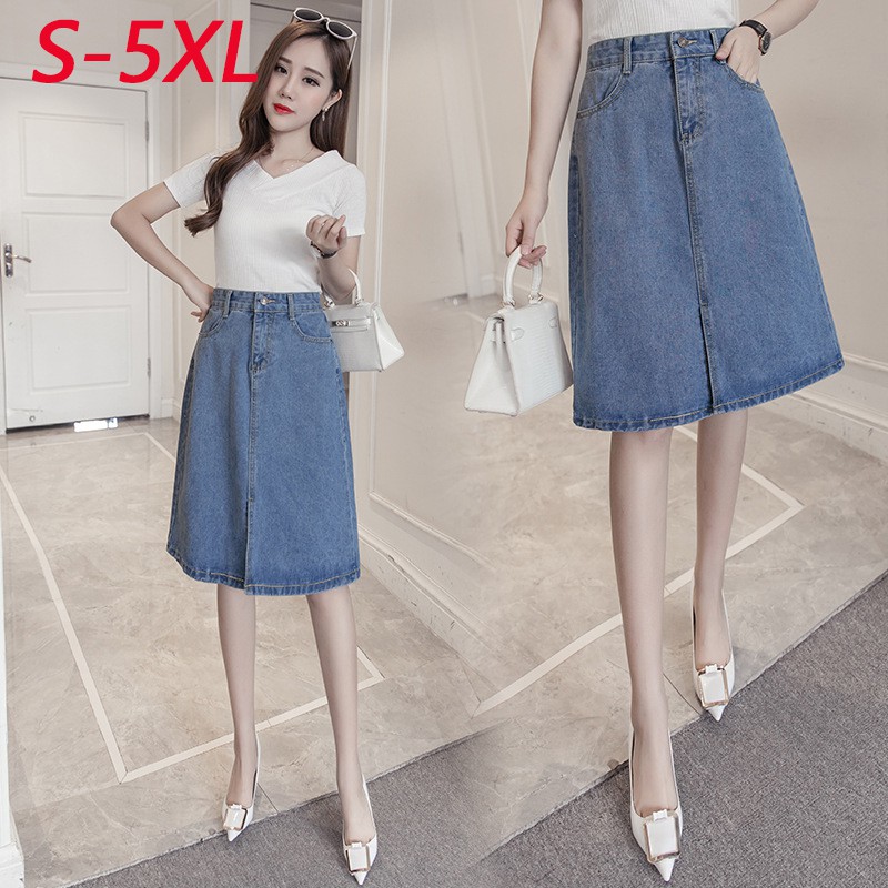 Denim midi shop skirt 5xl