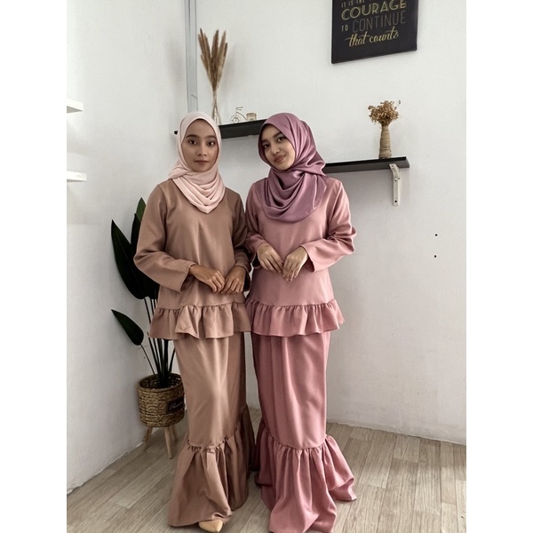 (CLEARANCE SALE) Baju kurung ruffle modern kurung moden blouse ruffles ...