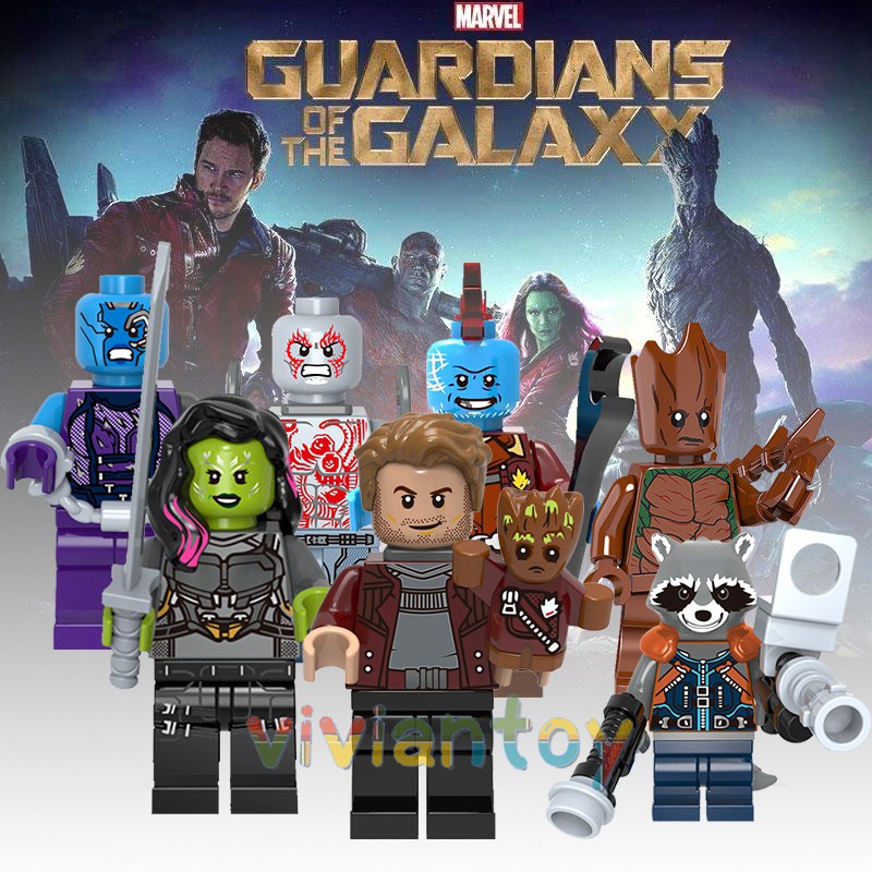 Guardians Of The Galaxy Minifigures Star-lord Gamora Rocket Groot 