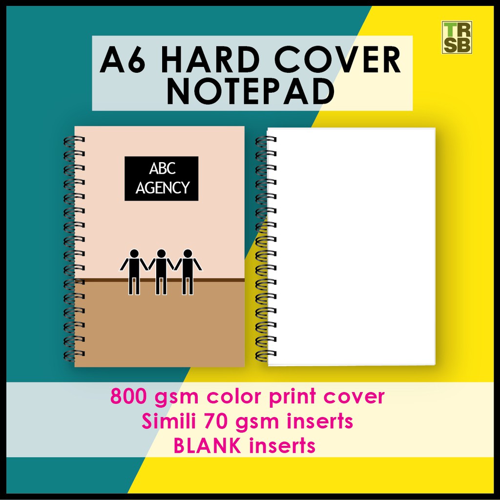A6 Custom Notepad Hard Cover 800 gsm with BLANK inserts | Wire-O ...