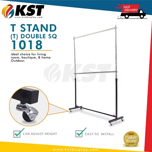 Cloth Rack T Stand Double Square Bar Garment Adjustable Height ...