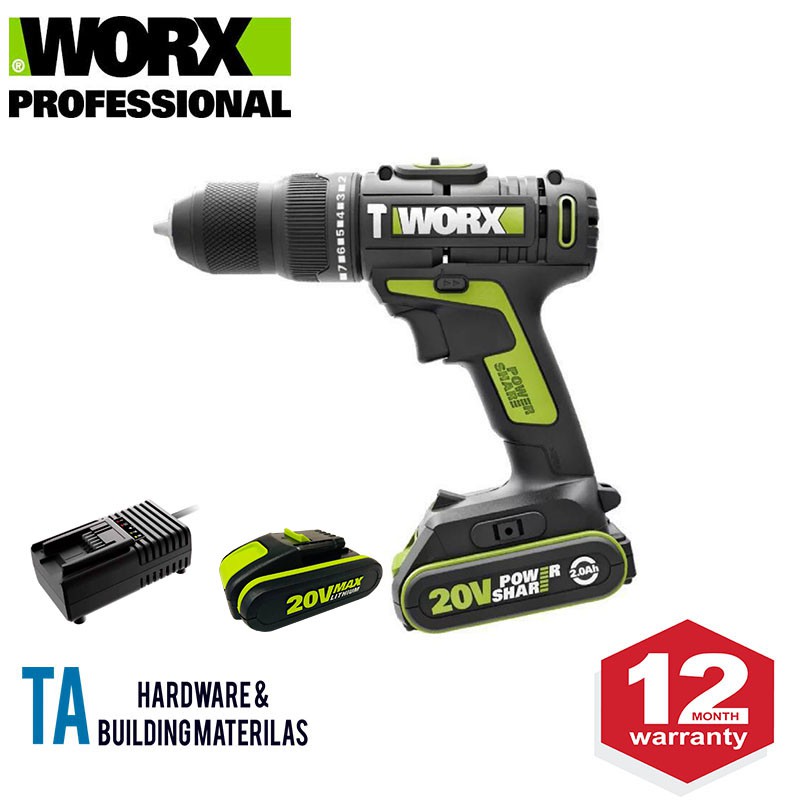 WORX WU 310 CORDLESS HAMMER DRILL 20V LI LON 2.0AH Shopee Malaysia