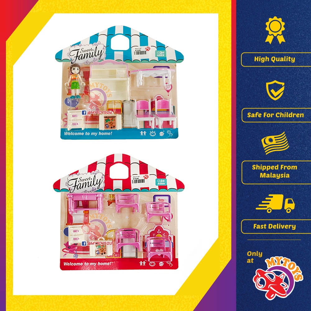 Furniture Mini House Furniture Set Sweet Family Pretend Play Toys for