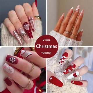 False Nails Nail Art Snowflake Silver Glitter Gradient Christmas