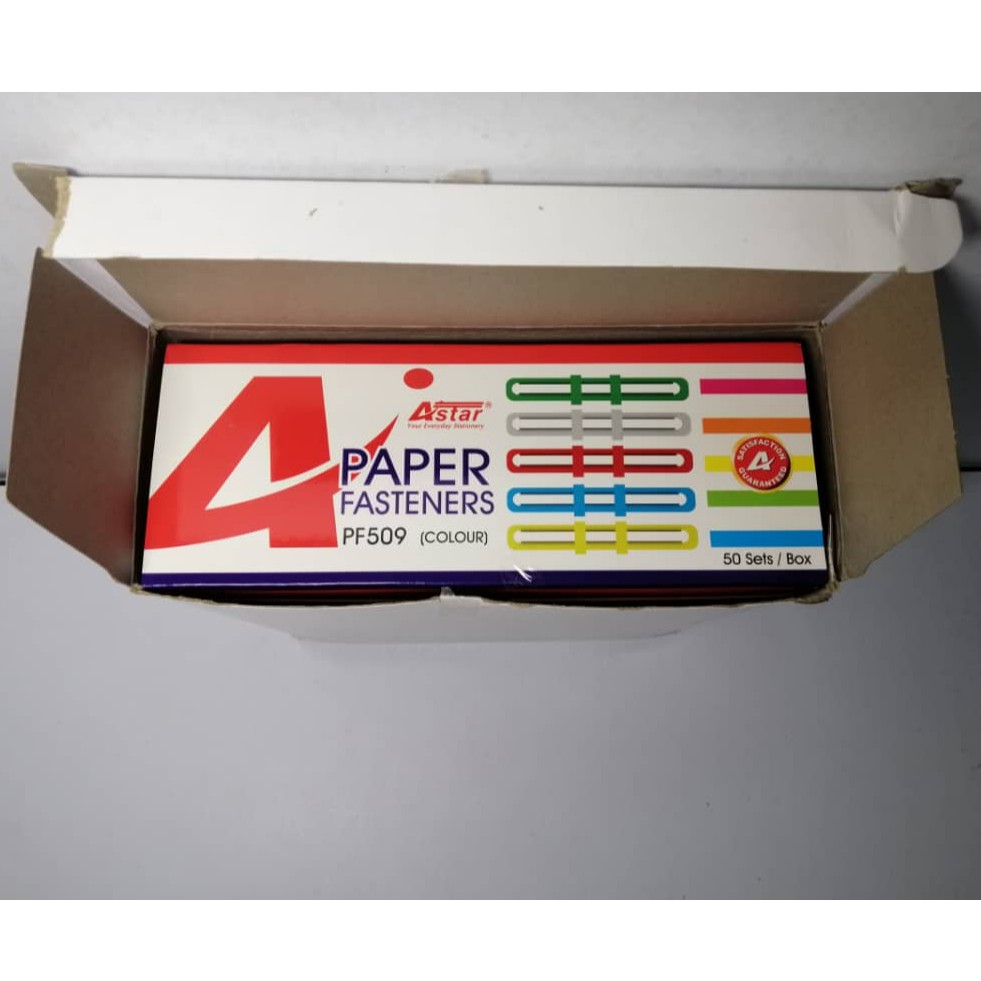 ASTAR PAPER FASTENER PF509 8CM (COLOUR) (Price For 10 boxes) Shopee
