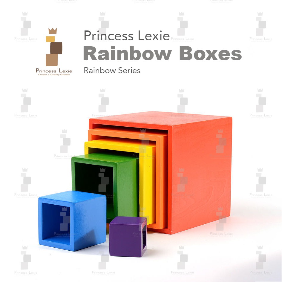 Princess Lexie Rainbow Boxes Wooden Square Stacking Cubes 6 Pcs Building  Blocks Toys Early Learning | Shopee Malaysia