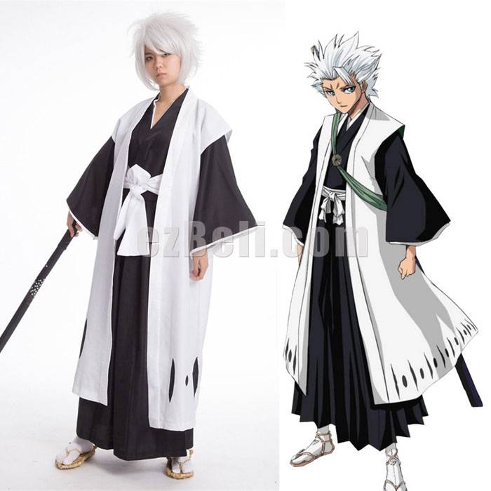 Anime Japanese Bleach Hitsugaya Toushirou Cosplay Costume Uniform Cloak ...