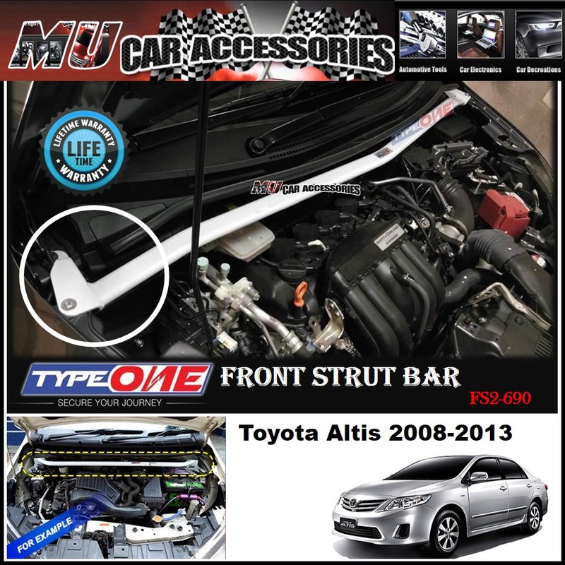 Type One Point 2 Front Strut Bar Safety Bar For Toyota Altis 2008-2013 ...