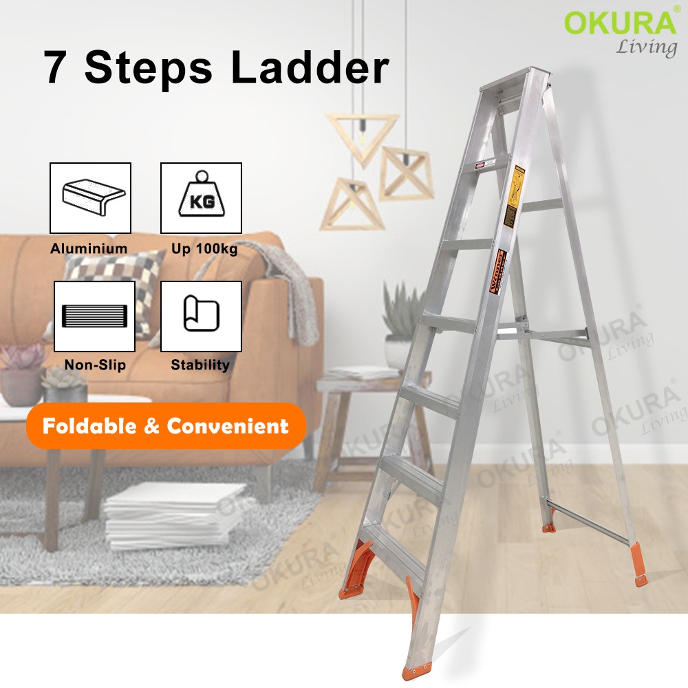 OKURA 6 Step / 7 Step Single Side Ladder MULTI-PURPOSE HOUSEHOLD ...