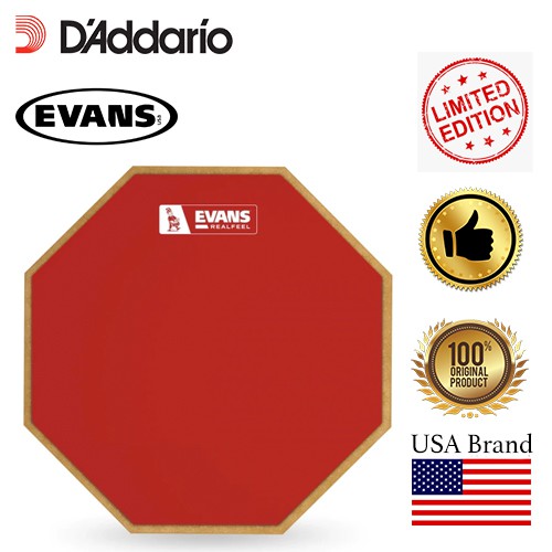 Realfeel by Evans RF12G-RED 12 inch Limited Edition Barney Beats Practice  Pad