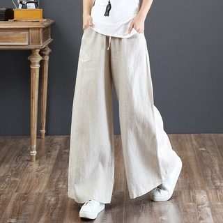 Cotton Wide Leg Pants Women's Summer Linen Casual Pants High Waist Loose  Pants