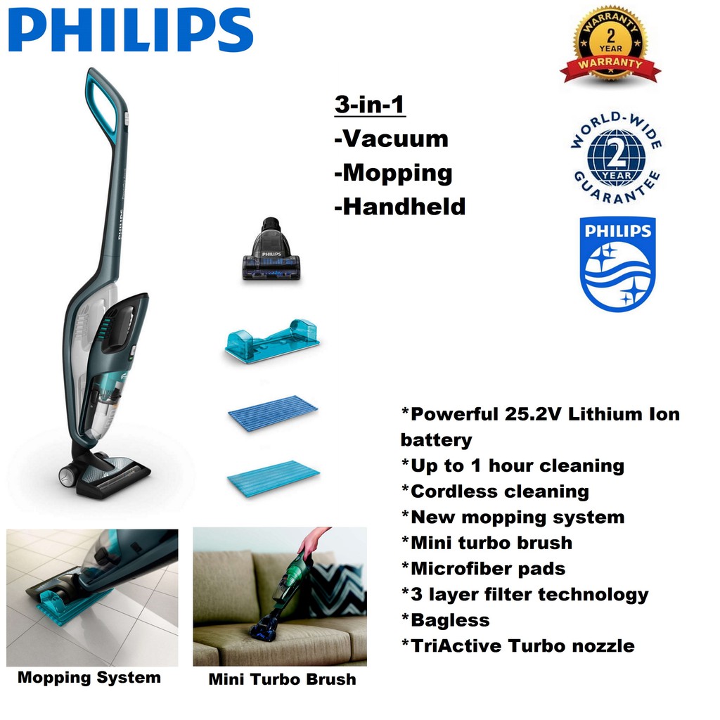 Philips Cordless Rechargeable 3in1 Vacuum Cleaner (FC6409) Shopee