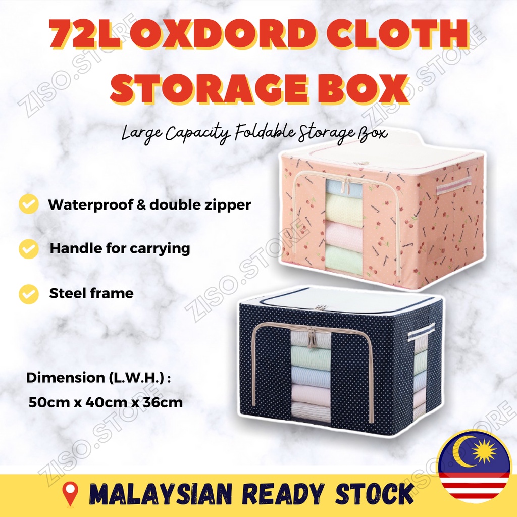 72l Oxford Kotak Tempat Letak Baju Bekas Box Simpan Simpanan Barang Baju Foldables Storage Box 1034