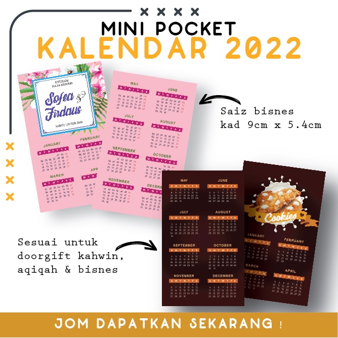 MINI POCKET CALENDAR 2022/ KALENDAR POKET MINI 2022 Shopee Malaysia